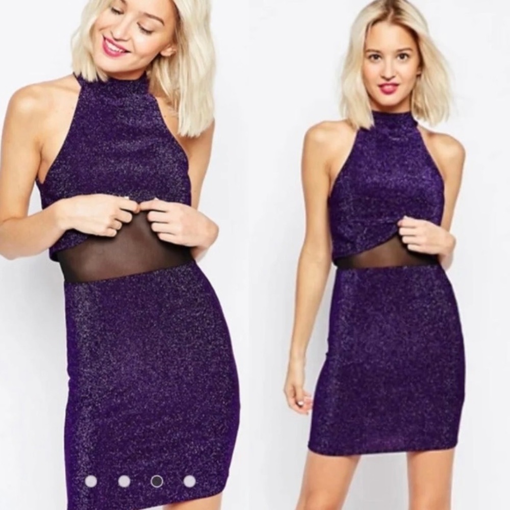 ASOS halter neck crop top glitter dress